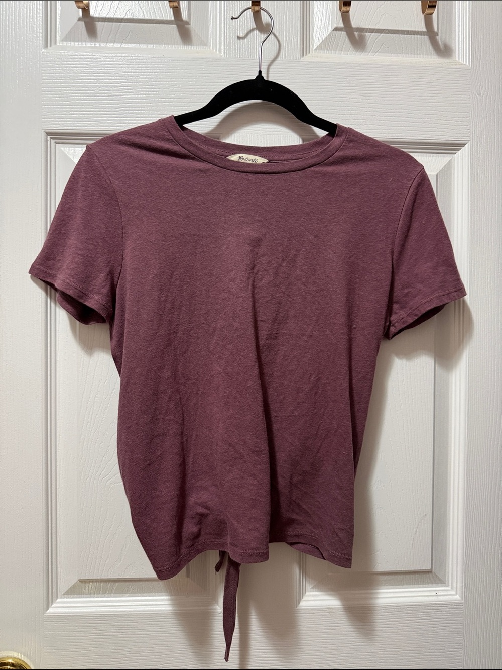 Madewell Dusty Mauve Crewneck Tee with Front Knot
